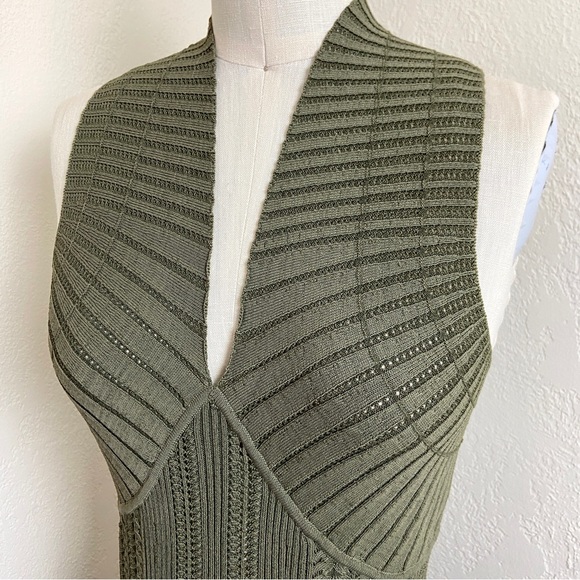 $980 Dion Lee Cutout Snake Effect MIDI Olive Ribbed Dress - Picture 9 of 14